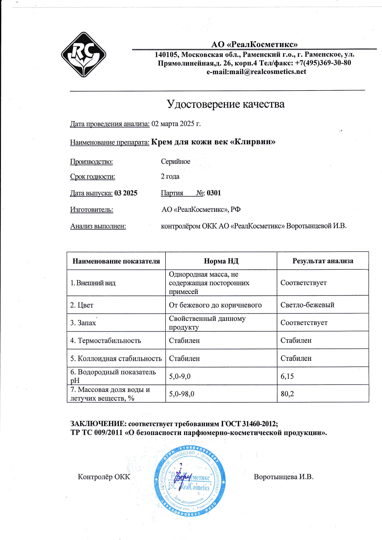 Паспорт №0320250301